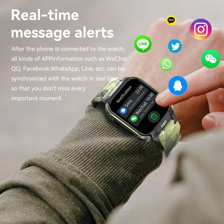 LEMFO LT08 1.85 inch TFT Screen Smart Watch Supports Bluetooth Calls(Gun Black)