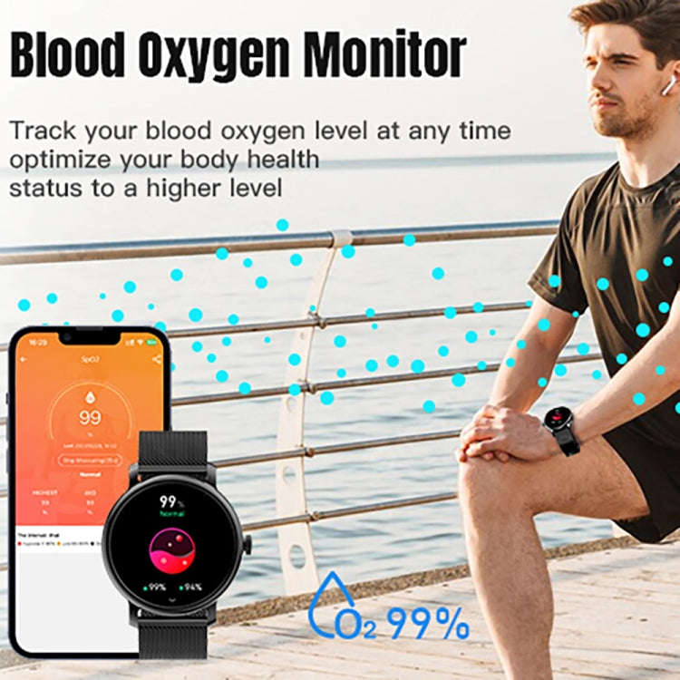 LEMFO LF35 1.43 inch AMOLED Round Screen Steel Strap Smart Watch Supports Blood Oxygen Detection(...