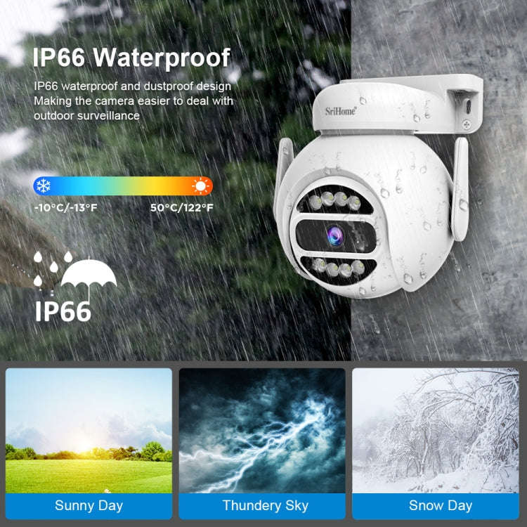 SriHome SH047 4MP IP66 Waterproof Motion Detection Night Vision WiFi HD Camera(UK Plug)