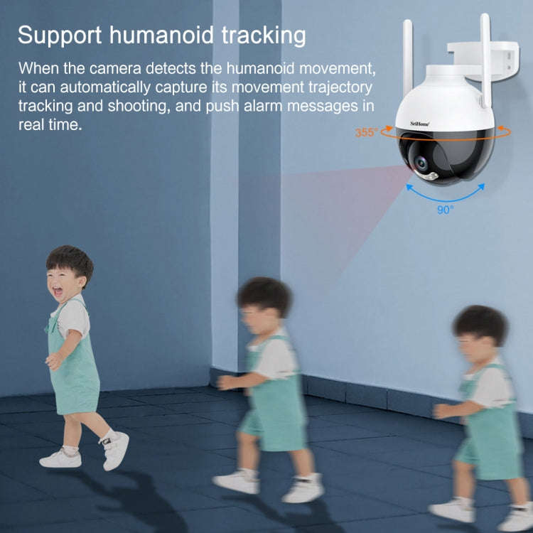 SriHome SH045 2MP DC5V IP66 Waterproof AI Auto Tracking Night Vision WiFi HD Camera(US Plug)