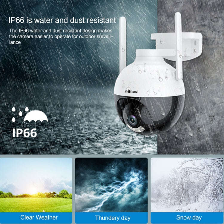 SriHome SH045 2MP DC5V IP66 Waterproof AI Auto Tracking Night Vision WiFi HD Camera(EU Plug)