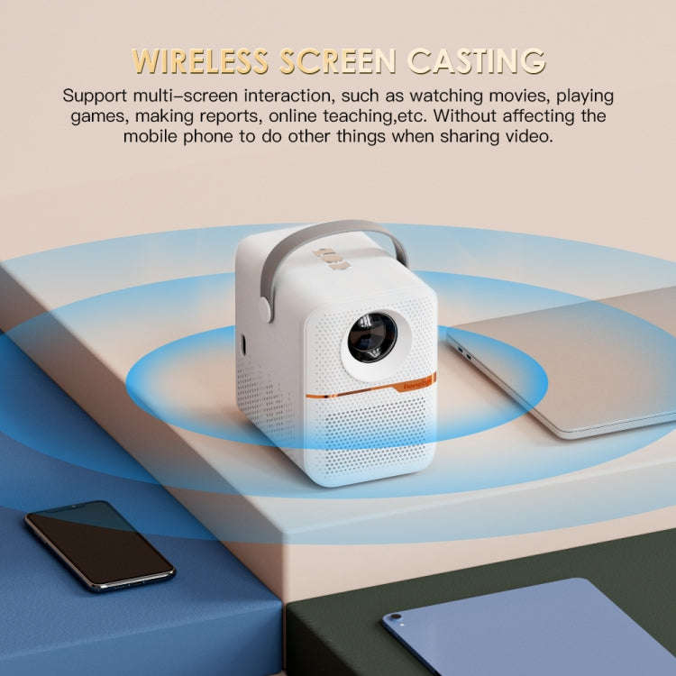 GXMO P10 Android 10 OS HD Portable WiFi Projector, Plug Type:AU Plug(White)