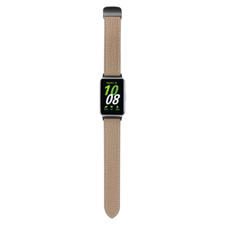 For Samsung Galaxy Fit 3 Litchi Texture Magnetic Black Buckle Leather Watch Band(Coffee)