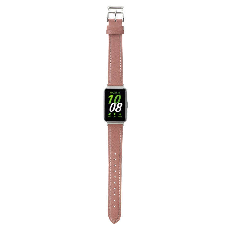 For Samsung Galaxy Fit 3 Sewing Thread Genuine Leather Watch Band(Dark Pink)