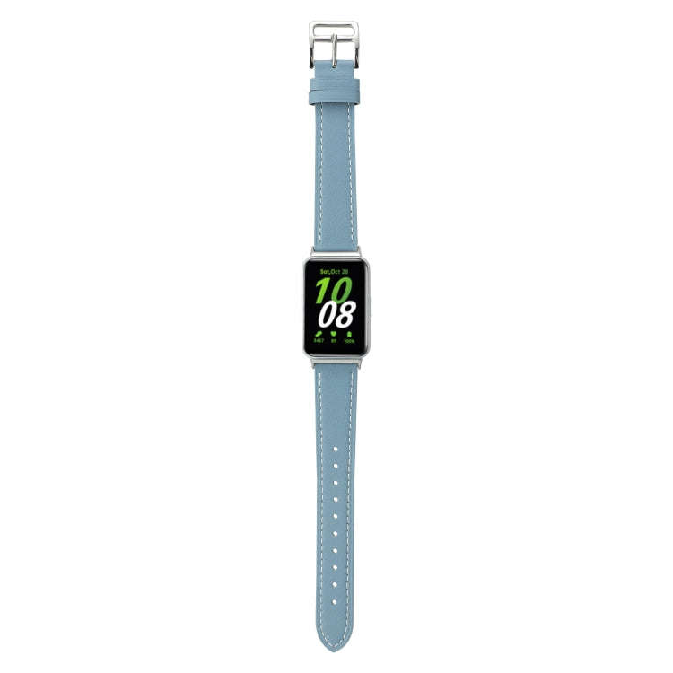 For Samsung Galaxy Fit 3 Sewing Thread Genuine Leather Watch Band(Sky Blue)