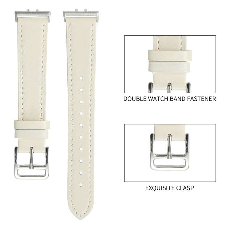 For Samsung Galaxy Fit 3 Sewing Thread Genuine Leather Watch Band(Grey)