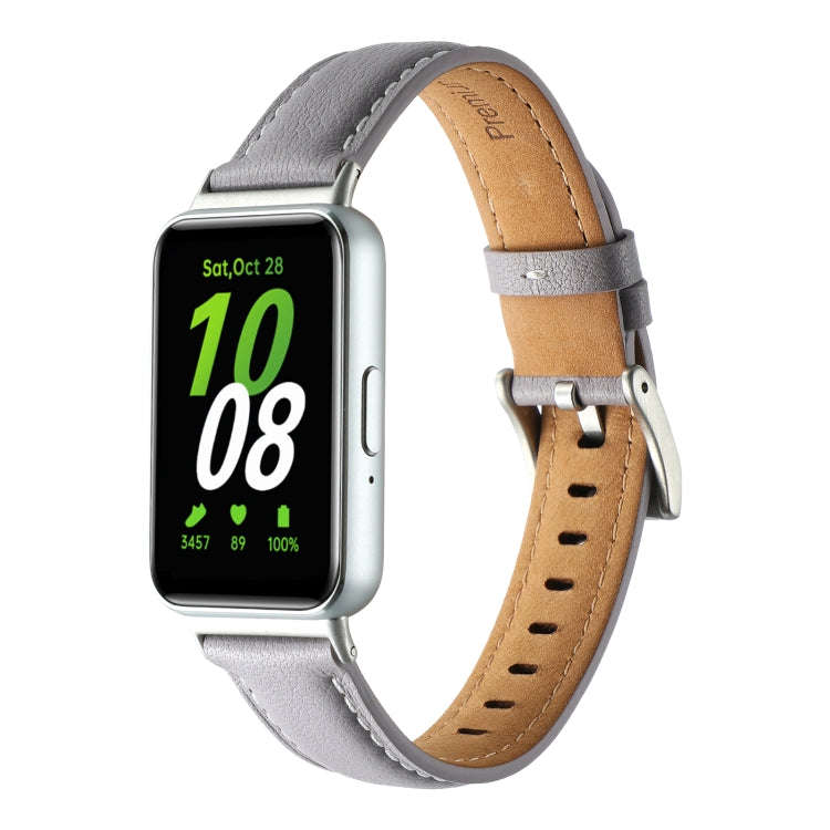 For Samsung Galaxy Fit 3 Pointed Tail Genuine Leather Watch Band(Purple)