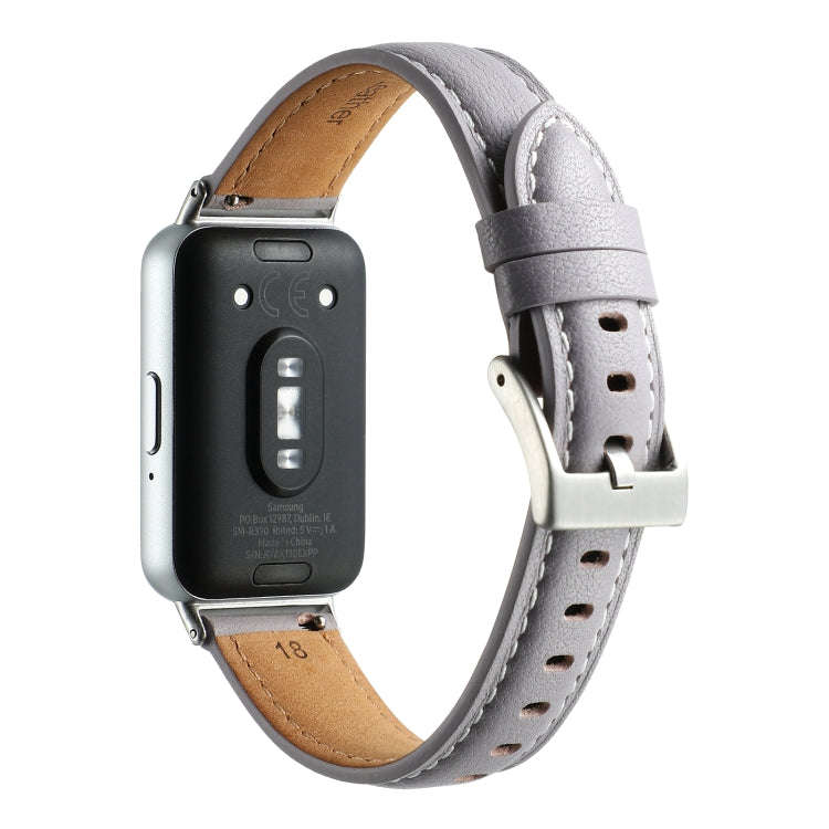 For Samsung Galaxy Fit 3 Pointed Tail Genuine Leather Watch Band(Purple)