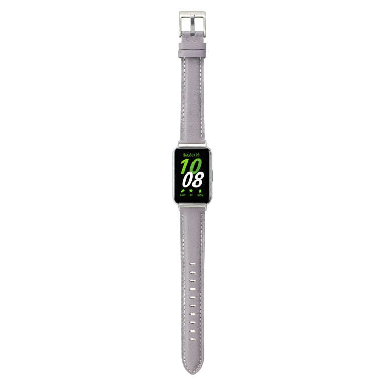 For Samsung Galaxy Fit 3 Pointed Tail Genuine Leather Watch Band(Purple)