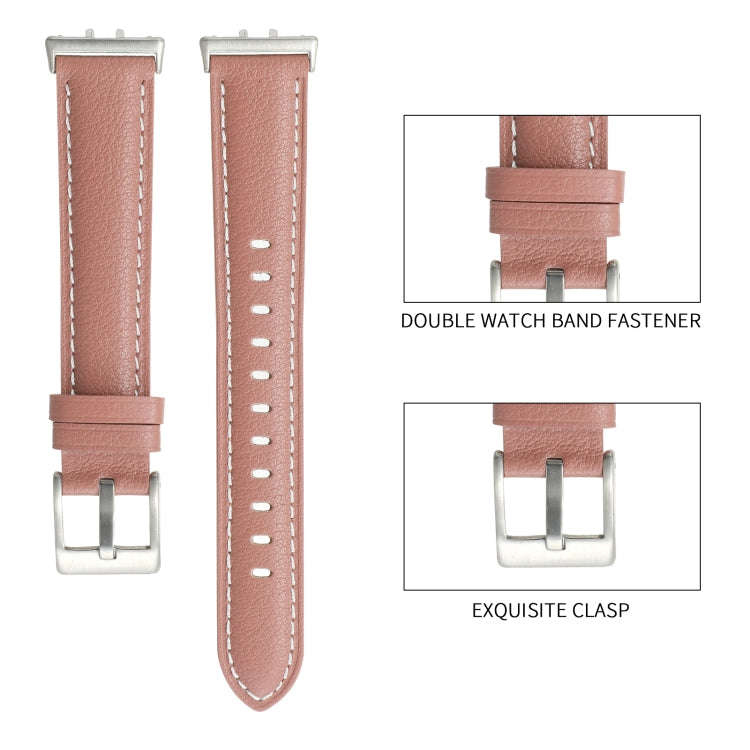 For Samsung Galaxy Fit 3 Pointed Tail Genuine Leather Watch Band(Purple)