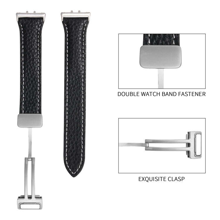 For Samsung Galaxy Fit 3 Litchi Texture Magnetic Buckle Slim Leather Watch Band(Grey)
