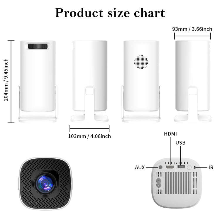 GXMO P30 Android 11 OS HD Portable WiFi Projector, Plug Type:US Plug(White)