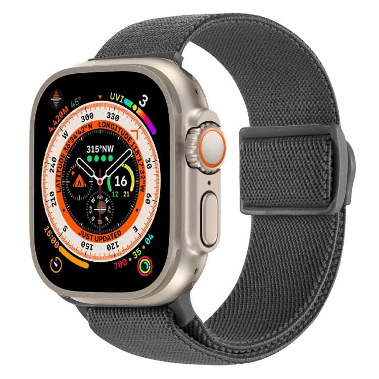 For Apple Watch Ultra 2 49mm Carbon Fiber Texture Snap Buckle Nylon Watch Band(Grey)