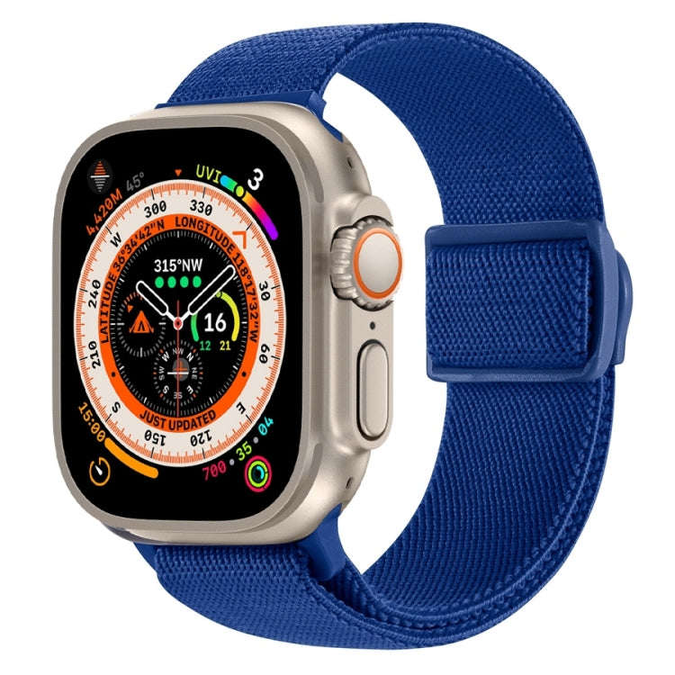 For Apple Watch Ultra 2 49mm Carbon Fiber Texture Snap Buckle Nylon Watch Band(Blue)