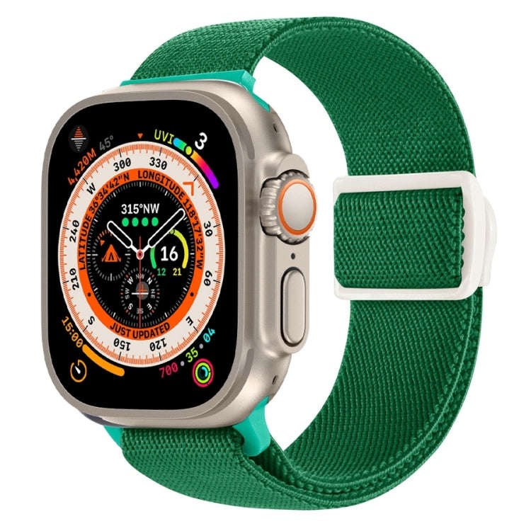 For Apple Watch Ultra 2 49mm Carbon Fiber Texture Snap Buckle Nylon Watch Band(Green)