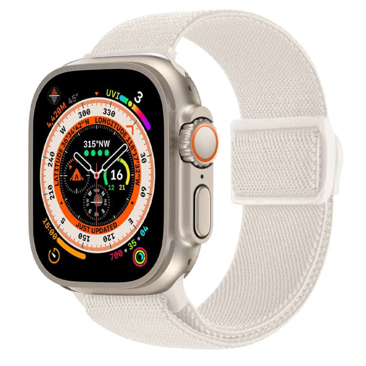 For Apple Watch Ultra 2 49mm Carbon Fiber Texture Snap Buckle Nylon Watch Band(Starlight)