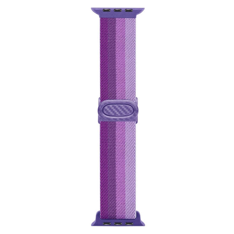For Apple Watch Series 9 41mm Carbon Fiber Texture Snap Buckle Nylon Watch Band(Gradient Purple)
