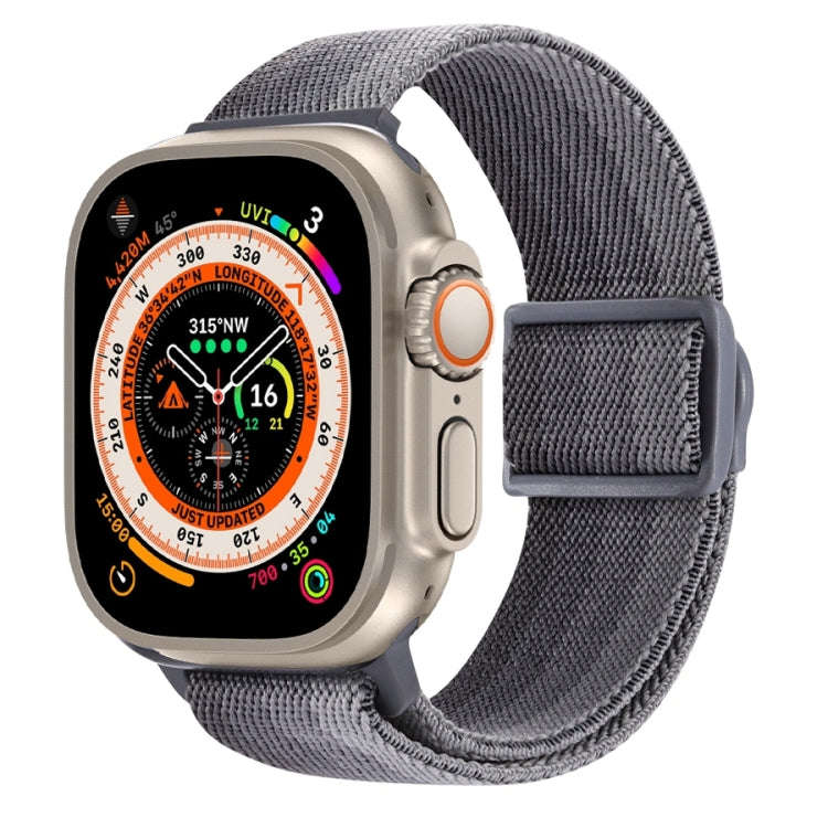 For Apple Watch Ultra 49mm Carbon Fiber Texture Snap Buckle Nylon Watch Band(Gradient Grey)