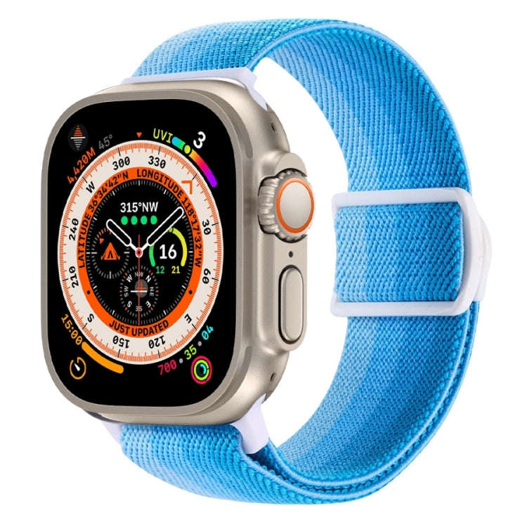 For Apple Watch Ultra 49mm Carbon Fiber Texture Snap Buckle Nylon Watch Band(Gradient Blue)