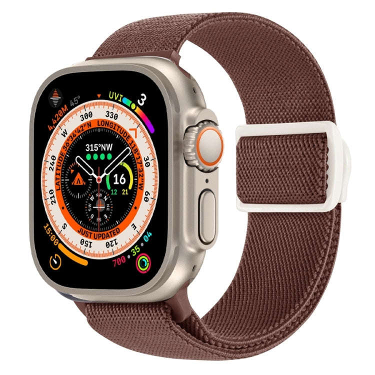 For Apple Watch Ultra 49mm Carbon Fiber Texture Snap Buckle Nylon Watch Band(Smoke Purple)