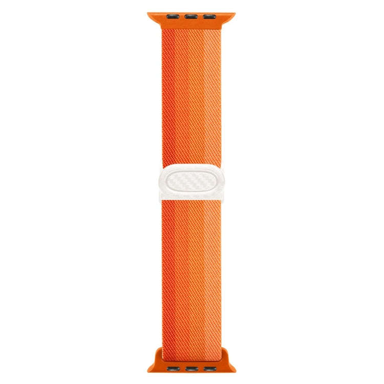 For Apple Watch Series 6 40mm Carbon Fiber Texture Snap Buckle Nylon Watch Band(Gradient Orange)