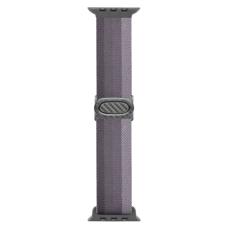 For Apple Watch Series 6 40mm Carbon Fiber Texture Snap Buckle Nylon Watch Band(Gradient Grey)