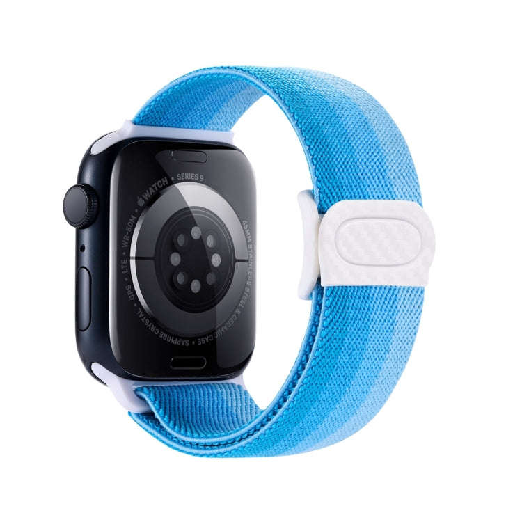For Apple Watch Series 6 40mm Carbon Fiber Texture Snap Buckle Nylon Watch Band(Gradient Blue)