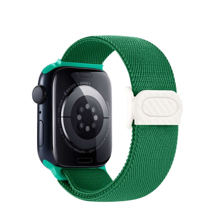 For Apple Watch Series 6 40mm Carbon Fiber Texture Snap Buckle Nylon Watch Band(Green)