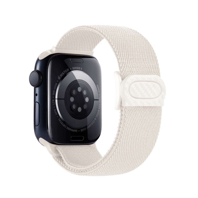 For Apple Watch Series 6 40mm Carbon Fiber Texture Snap Buckle Nylon Watch Band(Starlight)