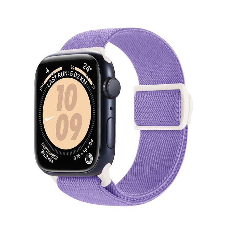 For Apple Watch Series 6 40mm Carbon Fiber Texture Snap Buckle Nylon Watch Band(Purple)