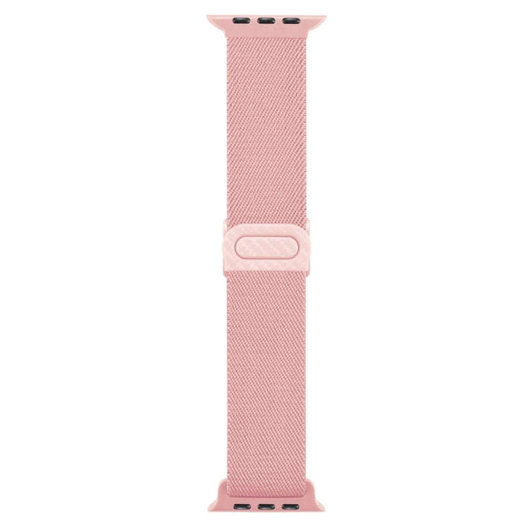 For Apple Watch Series 5 40mm Carbon Fiber Texture Snap Buckle Nylon Watch Band(Pink)