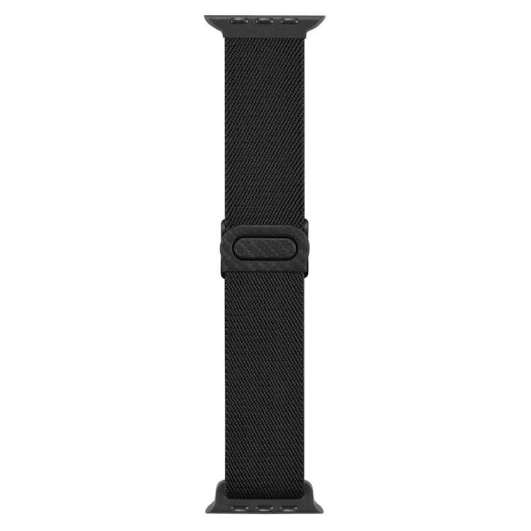 For Apple Watch Series 5 40mm Carbon Fiber Texture Snap Buckle Nylon Watch Band(Black)