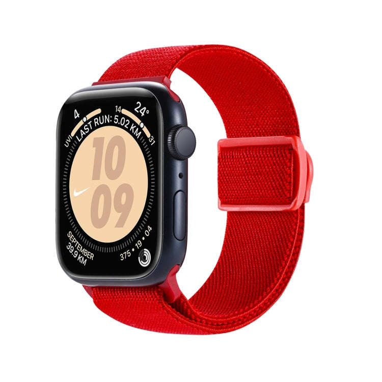 For Apple Watch Series 5 40mm Carbon Fiber Texture Snap Buckle Nylon Watch Band(Red)