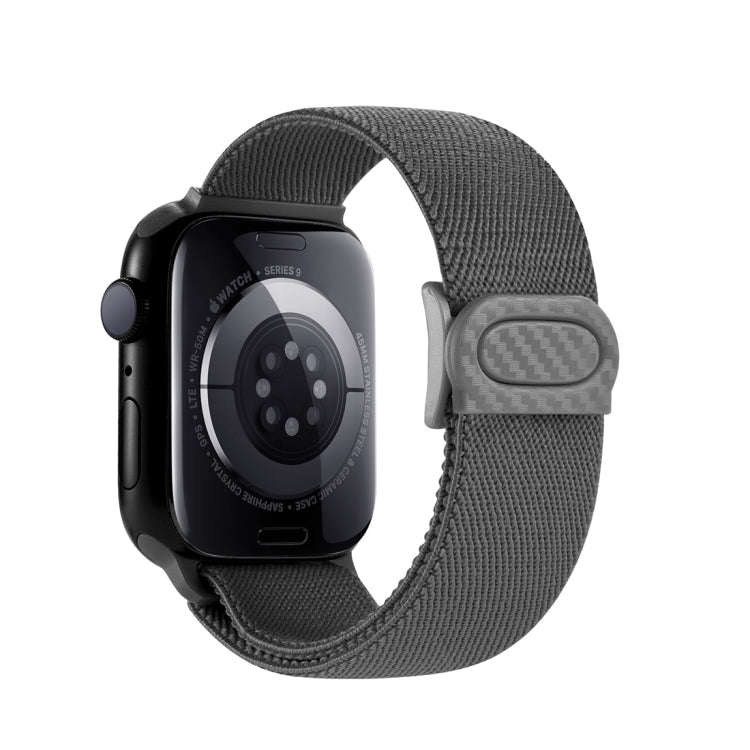 For Apple Watch Series 5 40mm Carbon Fiber Texture Snap Buckle Nylon Watch Band(Grey)