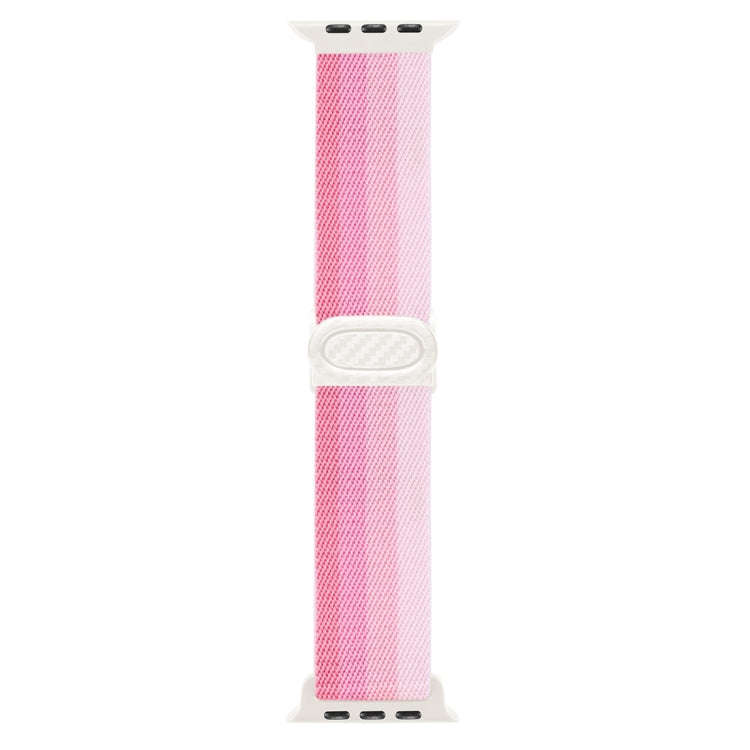 For Apple Watch Series 5 40mm Carbon Fiber Texture Snap Buckle Nylon Watch Band(Gradient Pink)