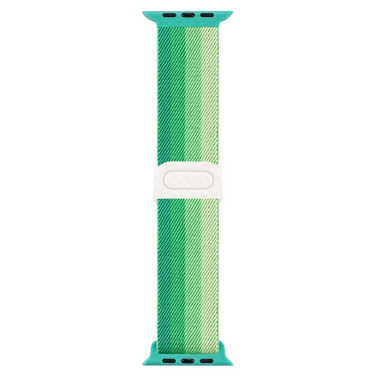 For Apple Watch Series 5 40mm Carbon Fiber Texture Snap Buckle Nylon Watch Band(Gradient Green)