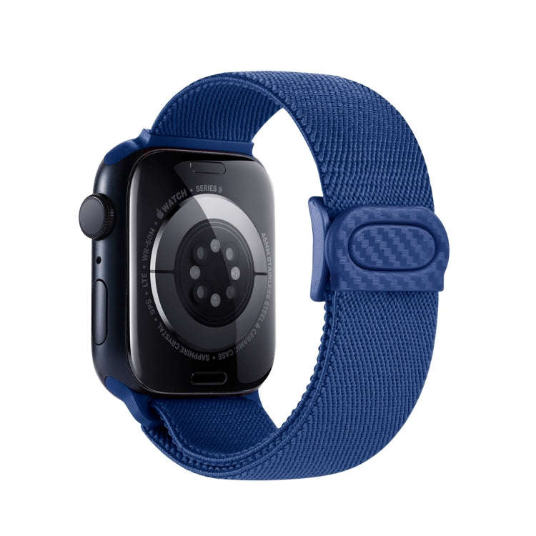For Apple Watch Series 5 40mm Carbon Fiber Texture Snap Buckle Nylon Watch Band(Blue)