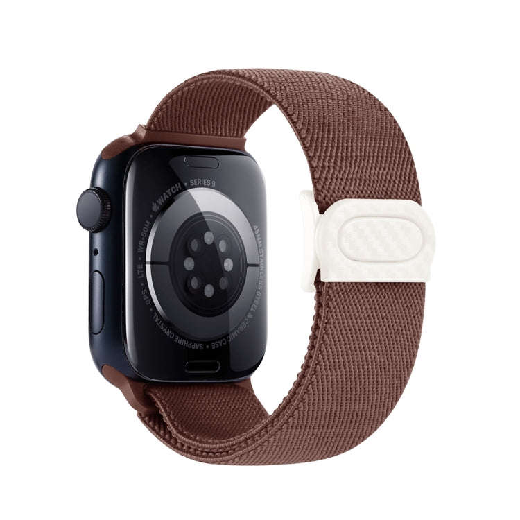For Apple Watch Series 4 40mm Carbon Fiber Texture Snap Buckle Nylon Watch Band(Smoke Purple)