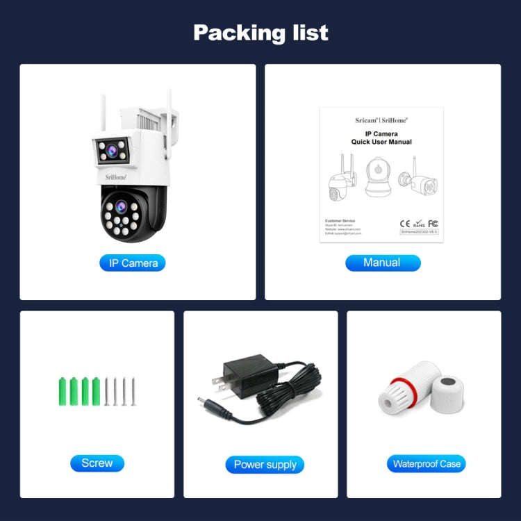 SriHome SH048 2MP + 2MP Humanoid Tracking Smart Night Vision Dual Lens IP Camera(UK Plug)