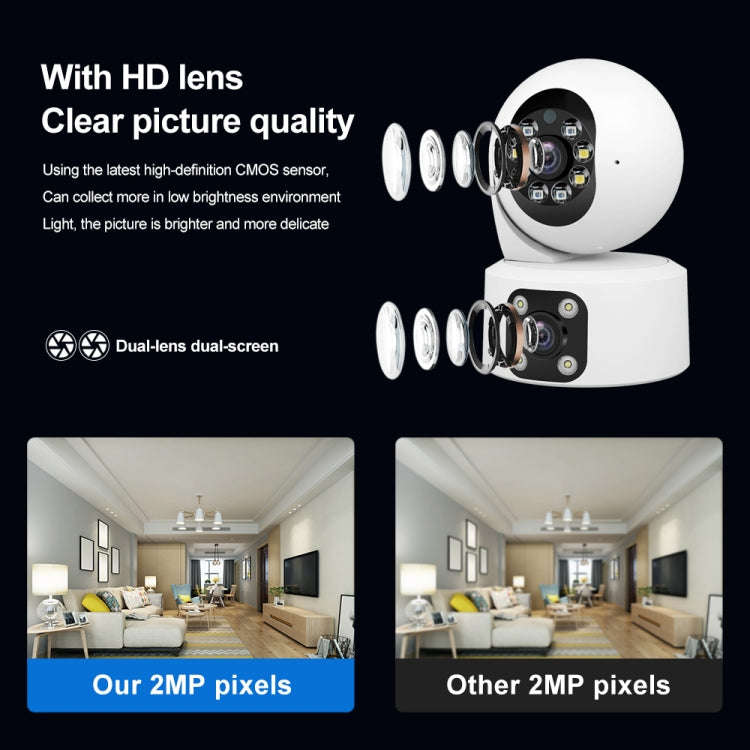 SriHome SH049 2MP + 2MP Humanoid Tracking Smart Night Vision Dual Lens HD IP Camera(UK Plug)