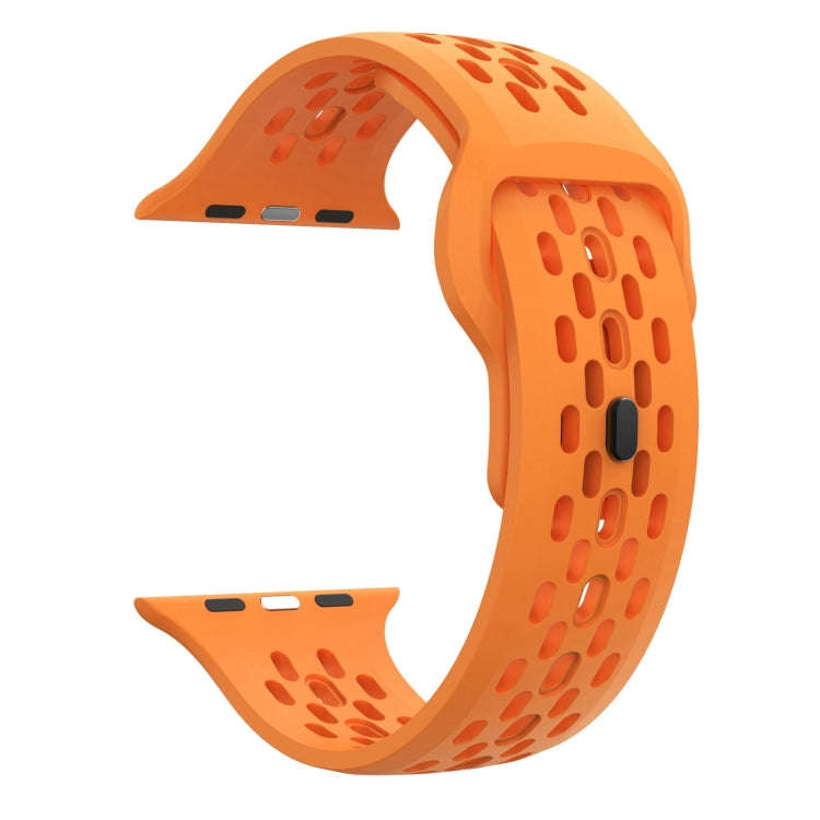 For Apple Watch Ultra 2 49mm Oval Holes Fluororubber Watch Band(Orange)