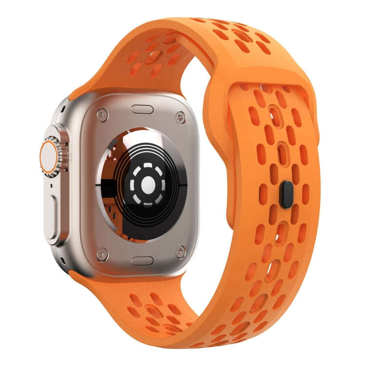 For Apple Watch Ultra 2 49mm Oval Holes Fluororubber Watch Band(Orange)