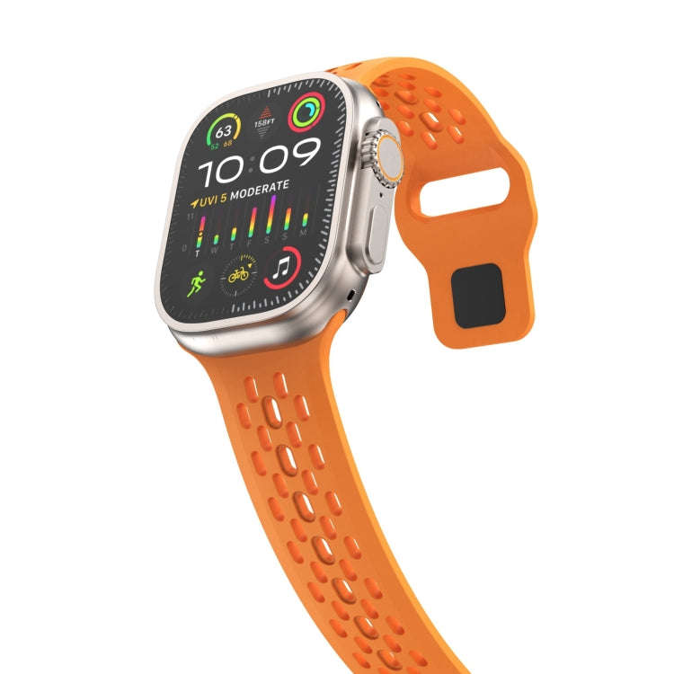For Apple Watch Ultra 2 49mm Oval Holes Fluororubber Watch Band(Orange)