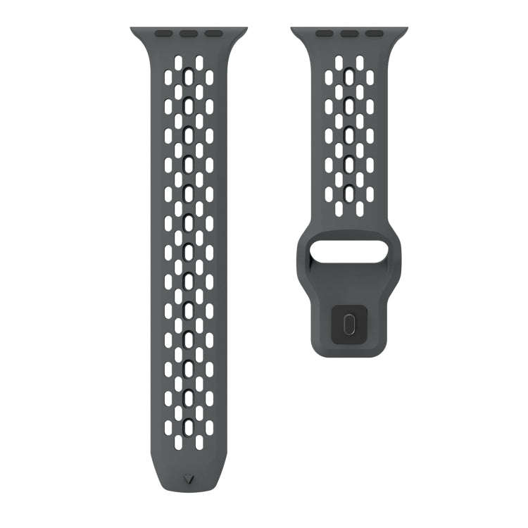 For Apple Watch Ultra 2 49mm Oval Holes Fluororubber Watch Band(Dark Grey)