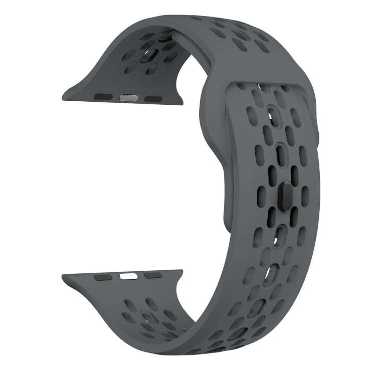For Apple Watch Ultra 2 49mm Oval Holes Fluororubber Watch Band(Dark Grey)