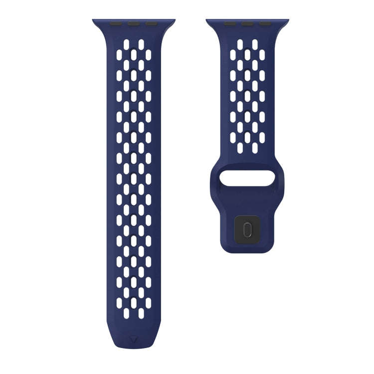 For Apple Watch Ultra 2 49mm Oval Holes Fluororubber Watch Band(Midnight Blue)