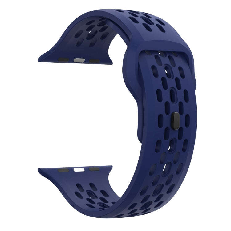 For Apple Watch Ultra 2 49mm Oval Holes Fluororubber Watch Band(Midnight Blue)