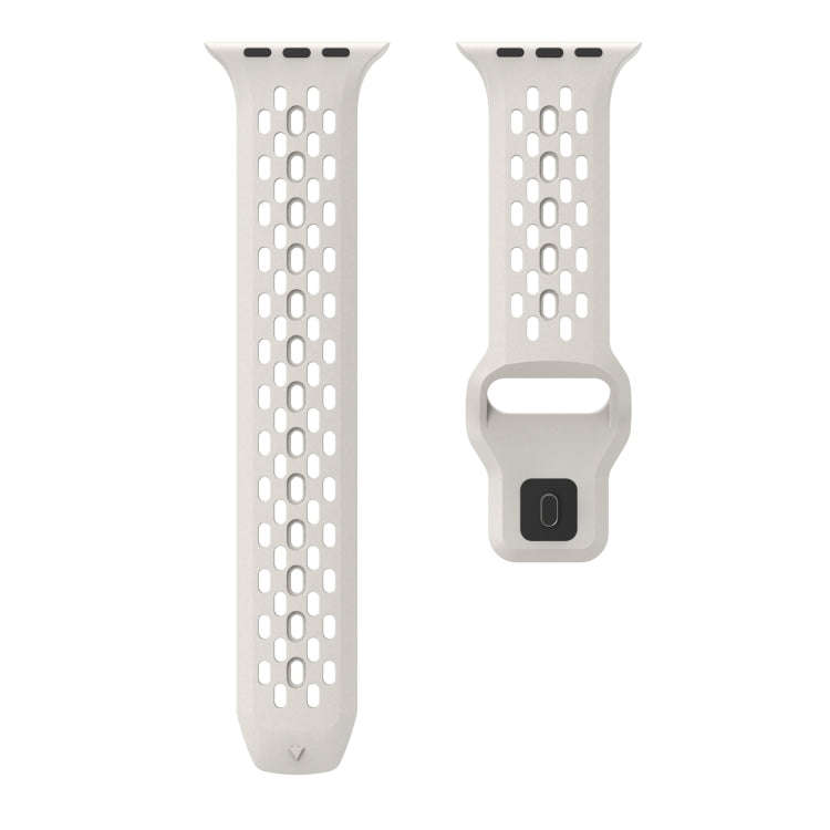 For Apple Watch Ultra 2 49mm Oval Holes Fluororubber Watch Band(Starlight)