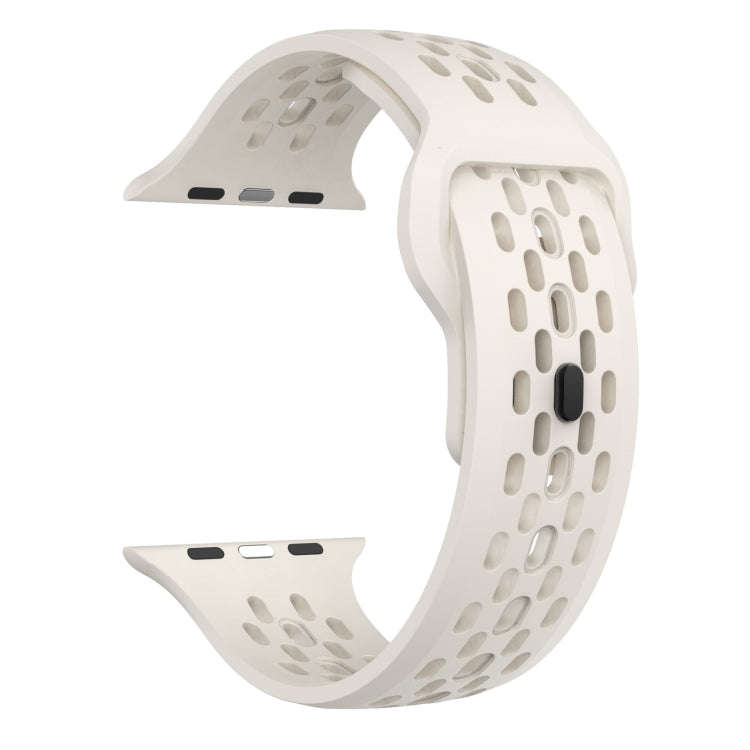 For Apple Watch Ultra 2 49mm Oval Holes Fluororubber Watch Band(Starlight)