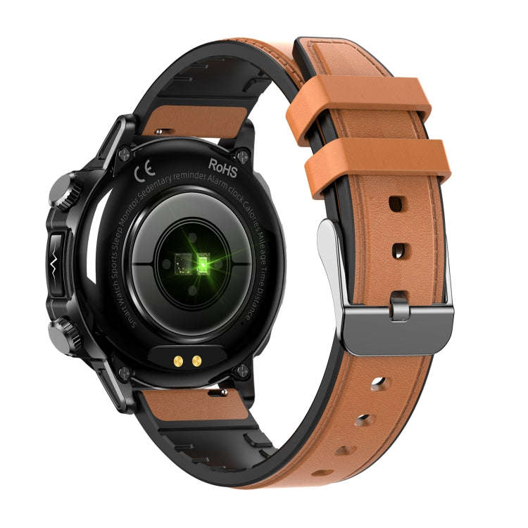 ET482 1.43 inch AMOLED Screen Sports Smart Watch Support Bluetooth Call /  ECG Function(Brown Lea...
